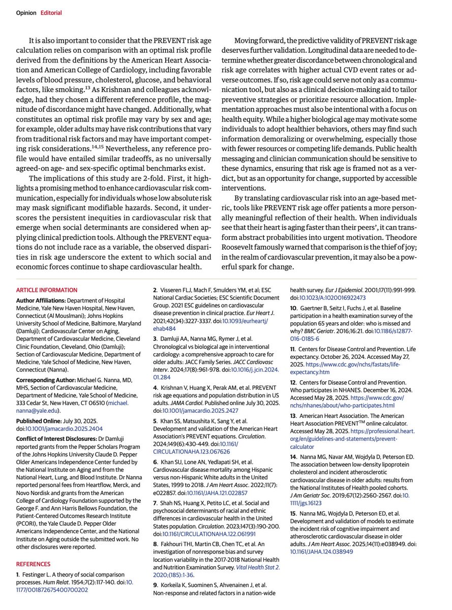 Abdulla A. Damluji, MD, PhD (@drdamluji) on Twitter photo Older than you think- the psychology of comparison: <a href="/JAMACardio/">JAMA Cardiology</a>
π₯ΈI usually do not summarize editorials, but this one has many great points on assessing risk in an aging population. With my friend and partner: <a href="/MichaelGNanna/">Michael Nanna</a>
π±Summary
πππ Older than you think- the psychology of comparison: <a href="/JAMACardio/">JAMA Cardiology</a>
π₯ΈI usually do not summarize editorials, but this one has many great points on assessing risk in an aging population. With my friend and partner: <a href="/MichaelGNanna/">Michael Nanna</a>
π±Summary
πππ