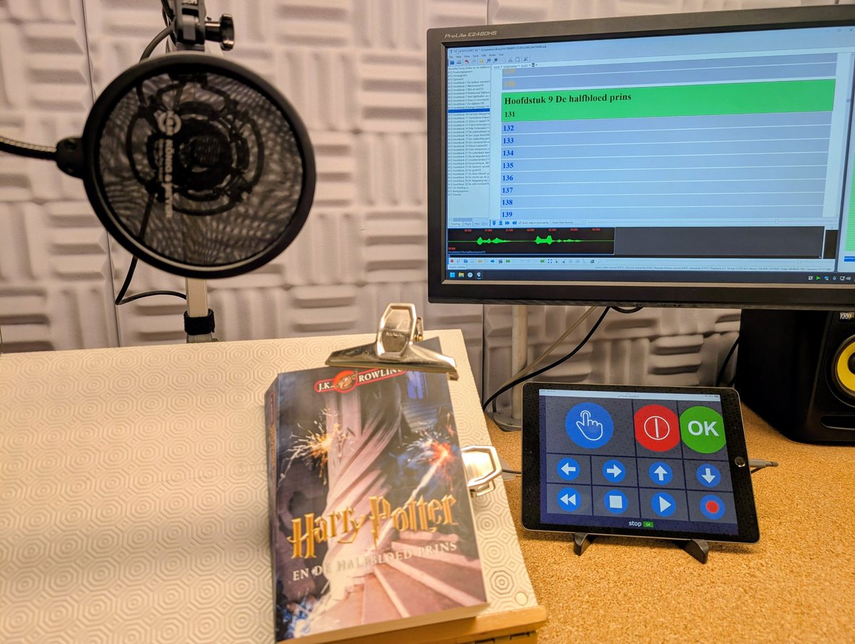 Omdat het toch regent, vandaag een dagje studio. Verder met het inlezen van het zesde deel van Harry Potter. Dit najaar beschikbaar voor iedereen die via stichting <a href="/passendlezen/">Passend Lezen</a> audioboeken kan beluisteren.
