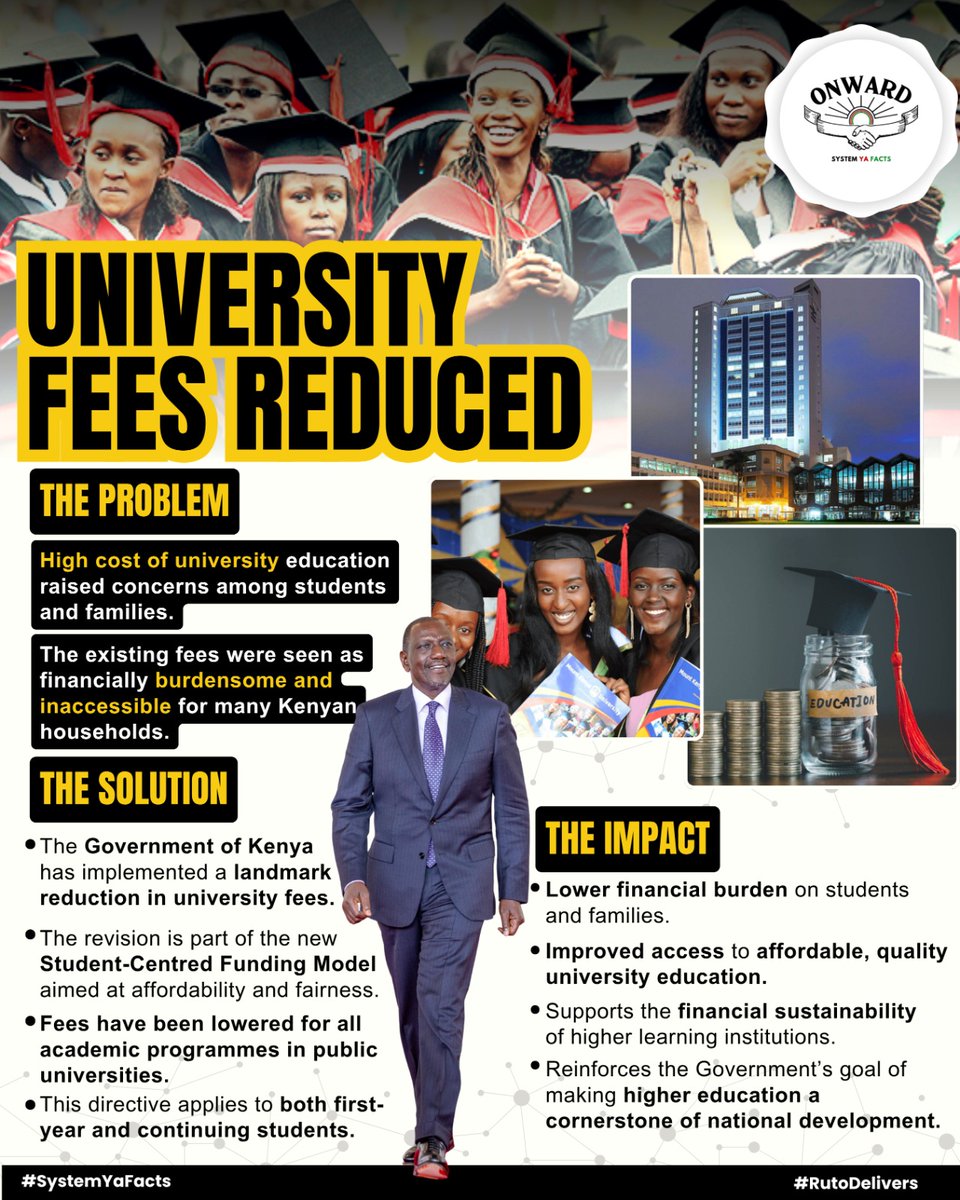 EbonyElla372786's tweet photo. Goodbye one-size-fits-all!Under the new Student-Centred Model,university fees have been reduced and tailored to your actual financial need.Whether you're from a humble background or just trying to catch a breakโRuto listened.
#UniversityFeesReduced #StudentCentredModel https://t.co/5UAe8ckTFO