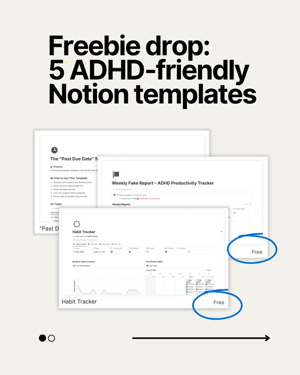 smart_notion's tweet image. My brain needs planning systems that work when I don’t.
✅ No fluff
✅ Works even when you're overwhelmed
✅ Can reset anytime
Drop “ADHD drop” in comments and I’ll send you all 5.
🔁 Share this with someone who needs a restart.