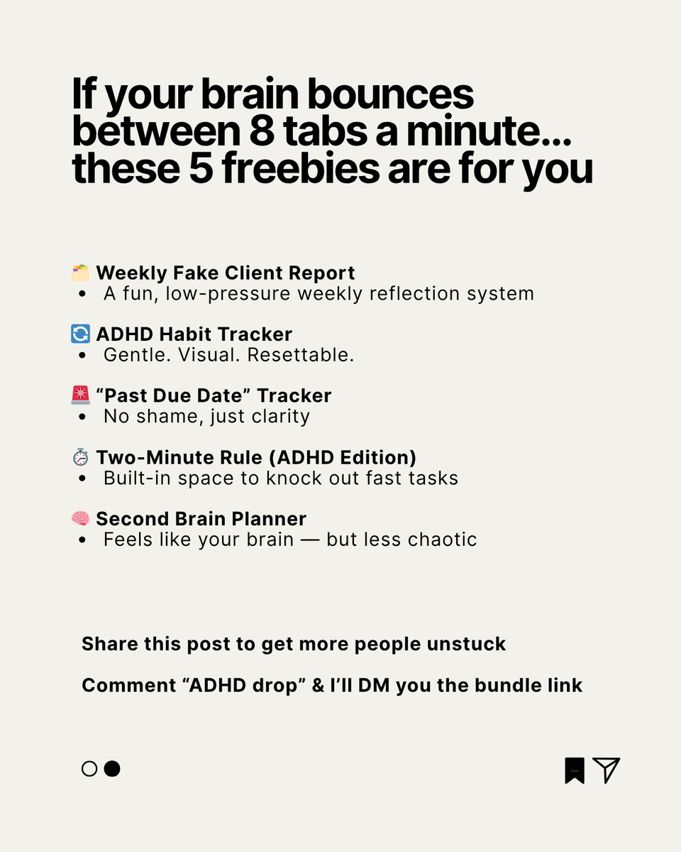 smart_notion's tweet image. My brain needs planning systems that work when I don’t.
✅ No fluff
✅ Works even when you're overwhelmed
✅ Can reset anytime
Drop “ADHD drop” in comments and I’ll send you all 5.
🔁 Share this with someone who needs a restart.