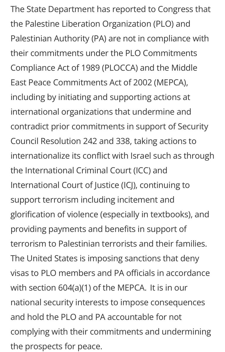 ⚡️🇺🇸🇵🇸BREAKING: U.S sanctions Palestinian officials for initiating ICC or ICJ proceedings against Israel.

The U.S. has imposed visa bans on officials of the Palestine Liberation Organization (PLO) and the Palestinian Authority (PA). This action stems from “their failure to