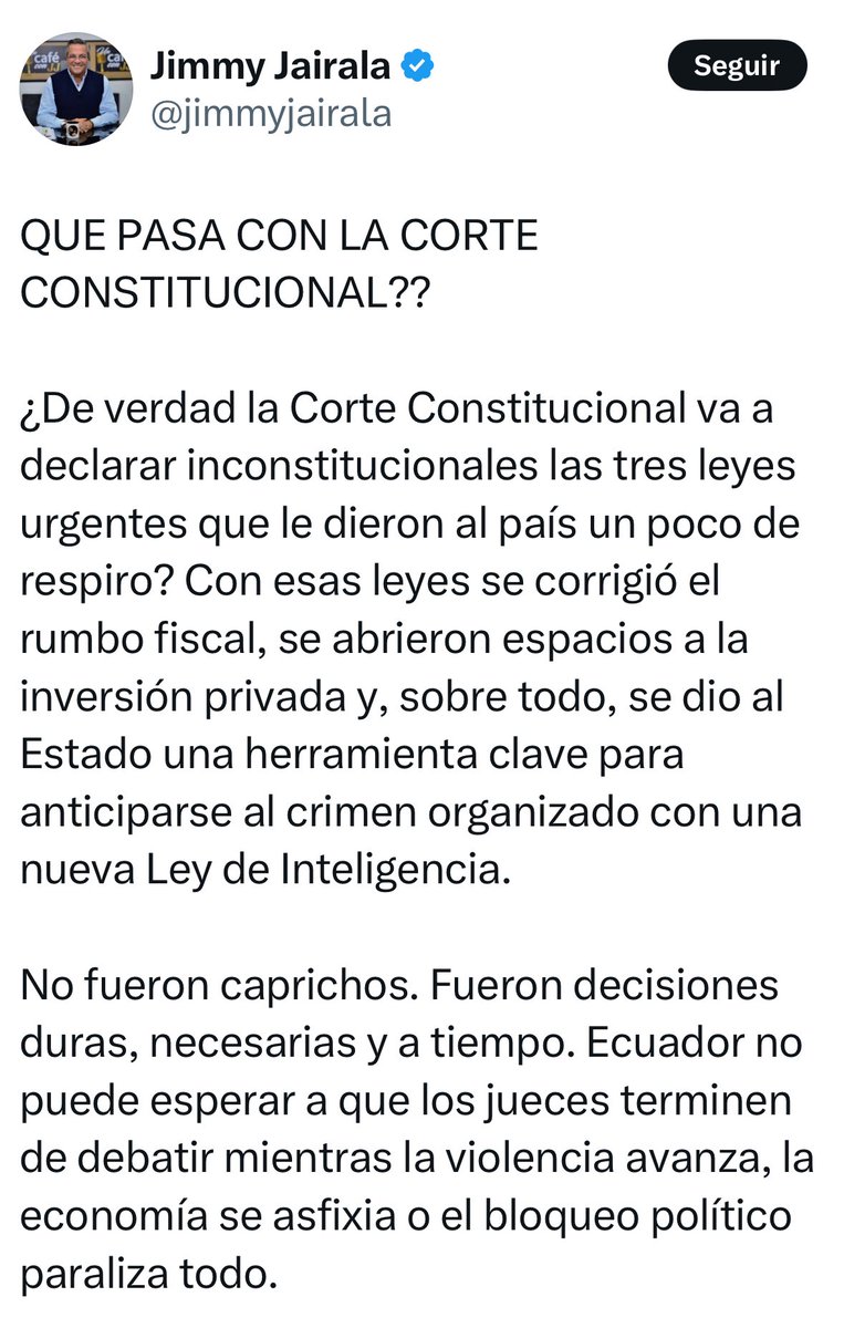 JacquelineRodas's tweet image. Ya arreglaron todo para tener Consejo de la Judicatura, Corte Nacional, Fiscal General, CPCCS, pero con jugarretas no pueden llegar a la CorteConstitucional.
El plan es desprestigiarla y tumbarla, por eso enviaron leyes evidentemente inconstitucionales. La campaña es de frente.