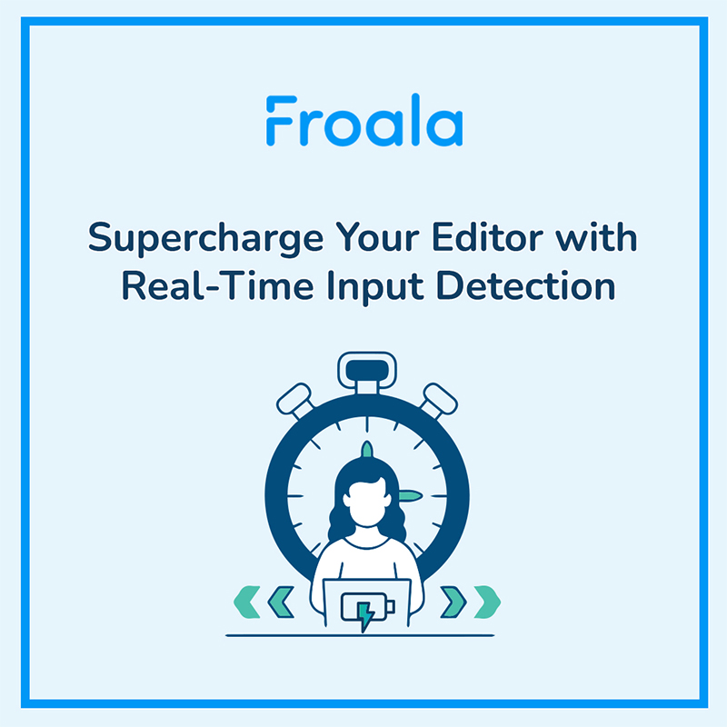 Your editor watches what’s written.
Now it can feel the writing too.

Froala shows how to detect real-time typing in any WYSIWYG.

👉How it works: bit.ly/3UCsEZK

#FroalaEditor #DevTips #RealTimeUX #SmartEditing