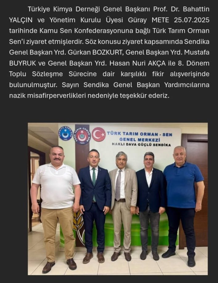 Güray METE (@guraymete) on Twitter photo Sayın Genel Başkan Yardımcılarına ilgi, alaka ve nazik misafirperverlikleri için teşekkür ederiz.
<a href="/grknbzkrt1919/">Gürkan BOZKURT</a> <a href="/Mustafa13581802/">Mustafa BUYRUK</a> <a href="/HasanNuriAkca/">Hasan Nuri AKÇA</a> <a href="/ttosgm/">TÜRK TARIM ORMAN SEN</a>
<a href="/ProfBYalcin/">Prof Bahattin Yalcin</a> <a href="/TKimyaDernegi/">Türkiye Kimya Dern.</a> Sayın Genel Başkan Yardımcılarına ilgi, alaka ve nazik misafirperverlikleri için teşekkür ederiz.
<a href="/grknbzkrt1919/">Gürkan BOZKURT</a> <a href="/Mustafa13581802/">Mustafa BUYRUK</a> <a href="/HasanNuriAkca/">Hasan Nuri AKÇA</a> <a href="/ttosgm/">TÜRK TARIM ORMAN SEN</a>
<a href="/ProfBYalcin/">Prof Bahattin Yalcin</a> <a href="/TKimyaDernegi/">Türkiye Kimya Dern.</a>