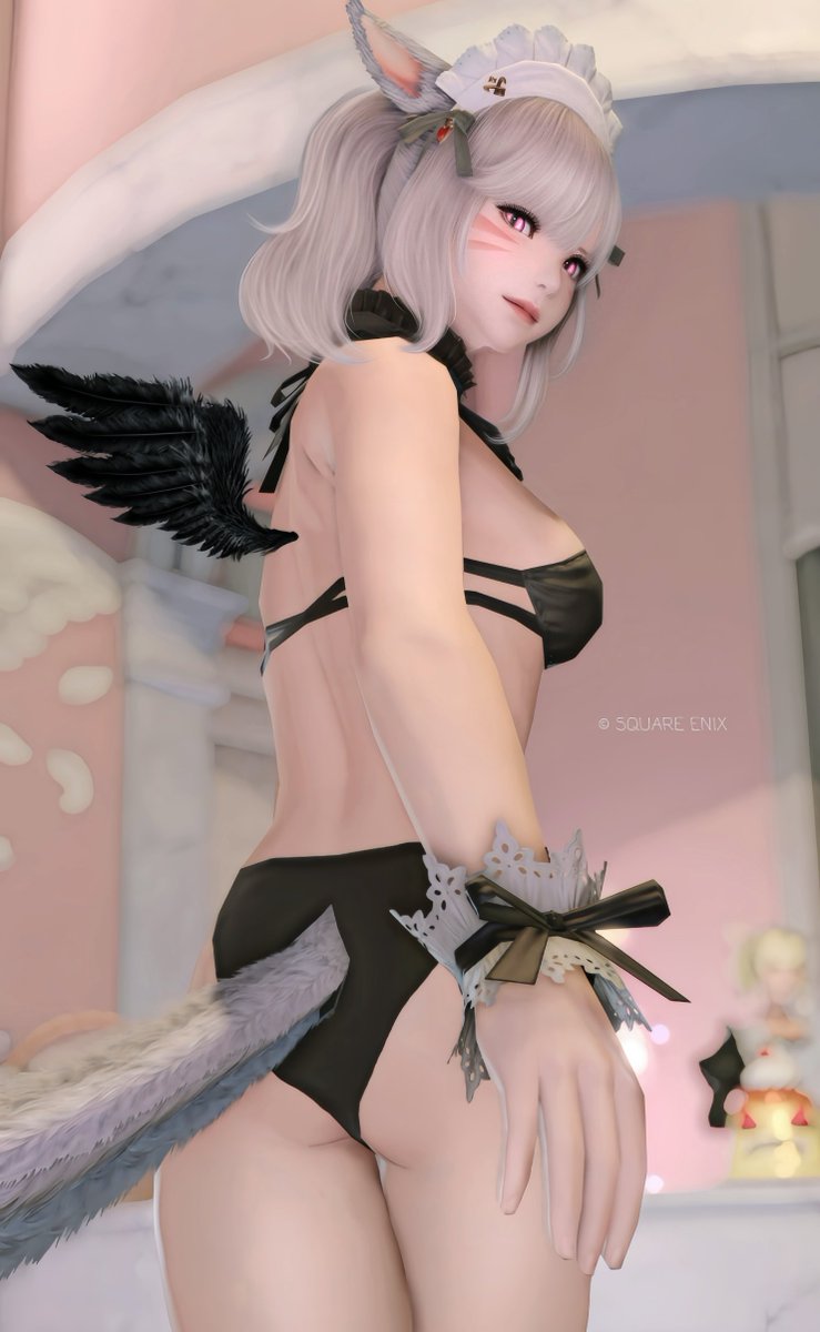 #ミコッテ #FF14 
やる気のないメイドさん