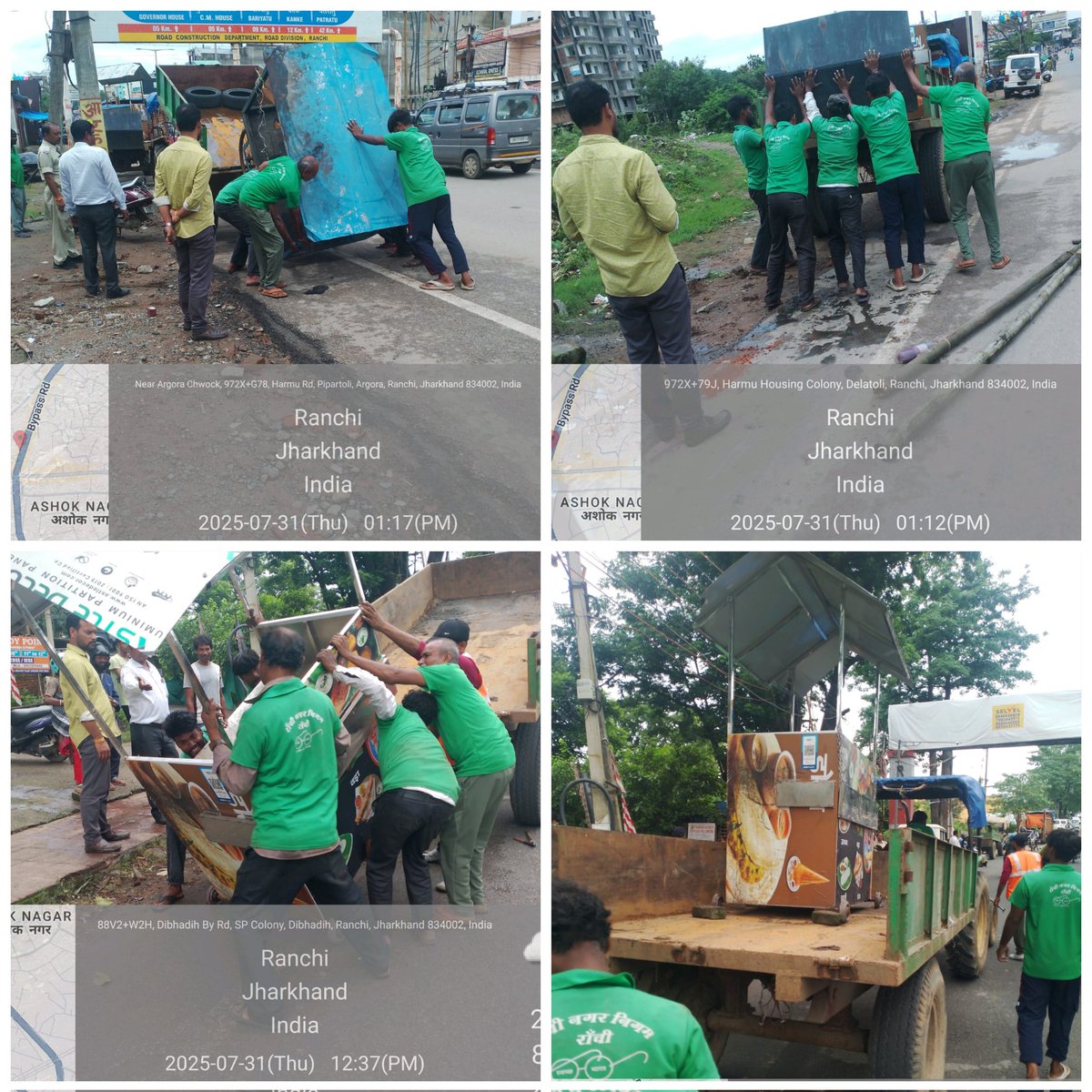 माननीय महामहिम राष्ट्रपति महोदया के दिनांक 31.07.2025 से 01.08.2025 तक प्रस्तावित राँची (झारखण्ड) परिदर्शन के अवसर पर बिरसा मुण्डा विमानपतन, राँची से राजभवन तक संबंधित मार्ग पर रांची नगर निगम द्वारा विशेष सफ़ाई अभियान चलाया गया। इसी कड़ी में प्रस्तावित मार्ग पर विशेष रूप से
