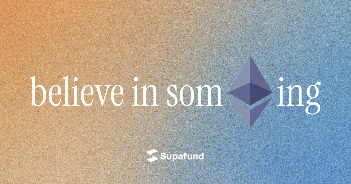Supafund (@supafundxyz) on Twitter photo If you believe in somETHing, build it. 
ETH Foundation ESP grants are now live on Supafund. Link in bio. If you believe in somETHing, build it. 
ETH Foundation ESP grants are now live on Supafund. Link in bio.