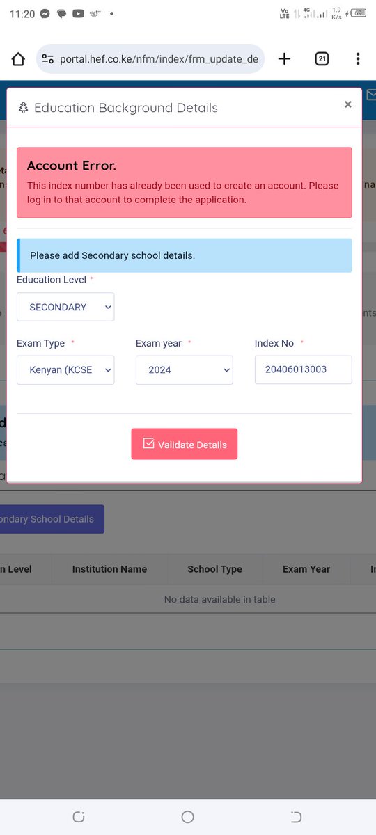 OmbuiJacob's tweet photo. @HELBpage The index number keep saying that it had already opened another account.kcse index 20406013003
I'd number 586276308
Have sent results slip via DM https://t.co/67DdkHXdME