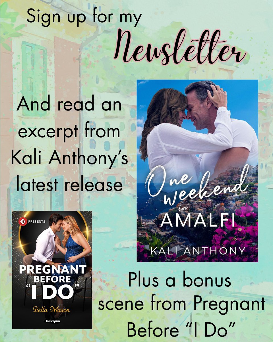 Dreaming of Italy? Sign up for my #newsletter  and bask in the Italian magic when you receive an excerpt of One Weekend in Amalfi by <a href="/KaliAAnthony/">Kali Anthony Author</a>  and a bonus scene from The De Luca Legacy.
Newsletter goes out 1 August

🔗 in bio

#romance #romancebooks #amalficoast #italy