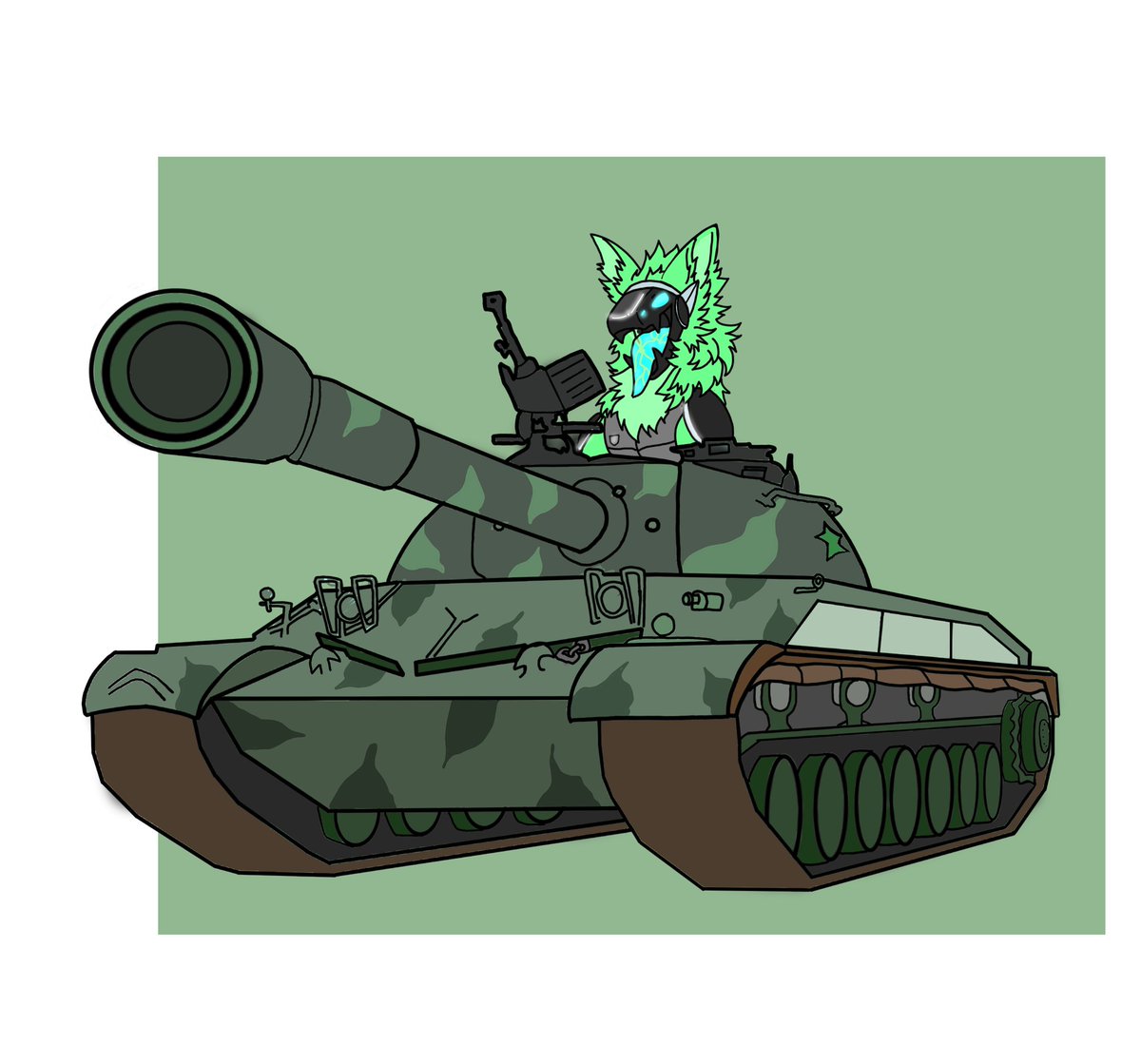 TANK X PROTOGEN YCH for 💚💚 <a href="/CammyBree/">CammyBreeCreations</a> 
Thank for ordering #furryart #protogen #ychcommission