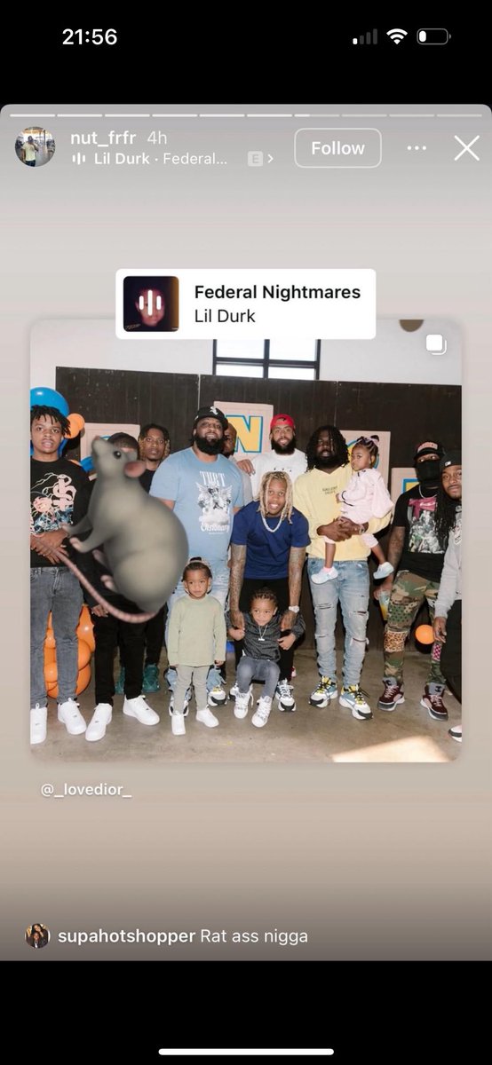 🚨 Les dernieres nouvelles ne sont vraiment pas bonnes pour Lil Durk..

OTF Vonnie aurait bel et bien coopéré avec les fédéraux 🐀

Confirmé par la BM de D-Thang (frere de Durk) 

Le jour de la mort de King Von (son cousin), il aurait également volé 200k sur son compte en banque