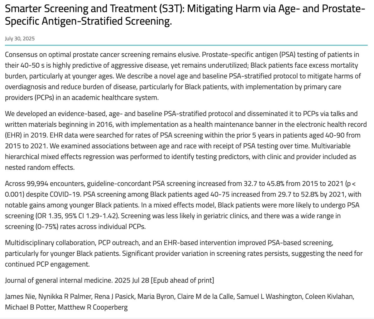 The Focal Therapy Clinic (@thefocaltc) on Twitter photo a targeted approach to PSA screening shows promise in mitigating harms of overtreatment & reducing burden of disease <a href="/dr_coops/">Matt Cooperberg</a> urotoday.com/recent-abstrac… a targeted approach to PSA screening shows promise in mitigating harms of overtreatment & reducing burden of disease <a href="/dr_coops/">Matt Cooperberg</a> urotoday.com/recent-abstrac…