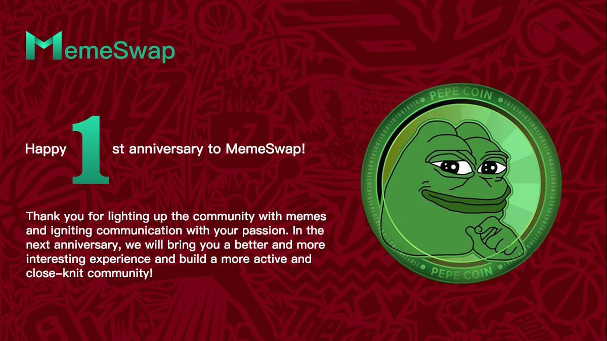 MemeSwapDapp's tweet photo. 🎉 Happy 1st Anniversary to #MemeSwap!
Thank you to every supporter who helped grow this meme-powered liquidity movement! From zero to global—your passion made it possible.
🔥 Next: more innovation, more rewards, and a stronger $TESTA & $PEPE future!
🚀 Let’s keep building! https://t.co/LERpFT67sm