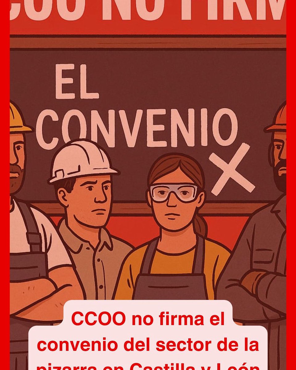 CCOO Castilla y León (@ccoocyl) on Twitter photo 🔴 CCOO Industria NO firma el convenio de la pizarra en Castilla y León.
No vamos a avalar un acuerdo que recorta derechos y desprotege la salud de quienes trabajan en el sector.
#ConvenioPizarra #CCOOCyL <a href="/CCOOBIERZO/">Comisiones Obreras El Bierzo</a> <a href="/CCOOIndCyL/">CCOO Industria Castilla y León</a> 🔴 CCOO Industria NO firma el convenio de la pizarra en Castilla y León.
No vamos a avalar un acuerdo que recorta derechos y desprotege la salud de quienes trabajan en el sector.
#ConvenioPizarra #CCOOCyL <a href="/CCOOBIERZO/">Comisiones Obreras El Bierzo</a> <a href="/CCOOIndCyL/">CCOO Industria Castilla y León</a>