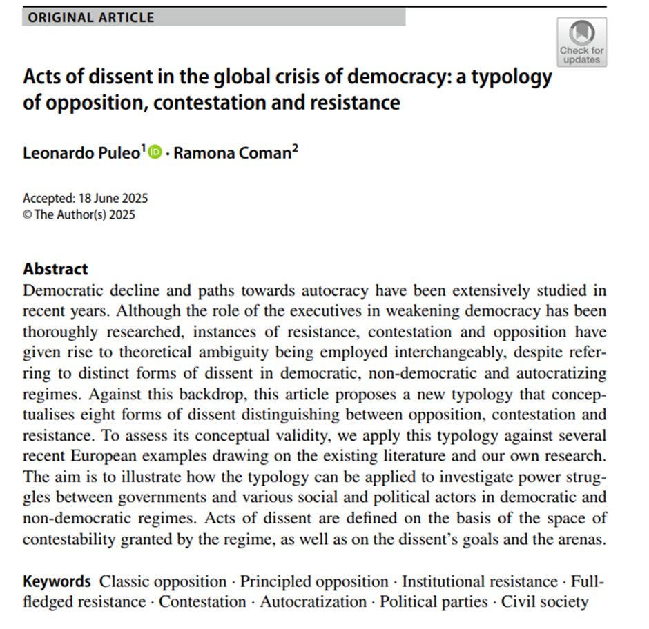 🚨 New article out in <a href="/ActaPolitica/">Acta Politica</a>  with <a href="/RamonaComan1/">Ramona Coman</a> (Open Access!)

link.springer.com/article/10.105…

 🧵1/N