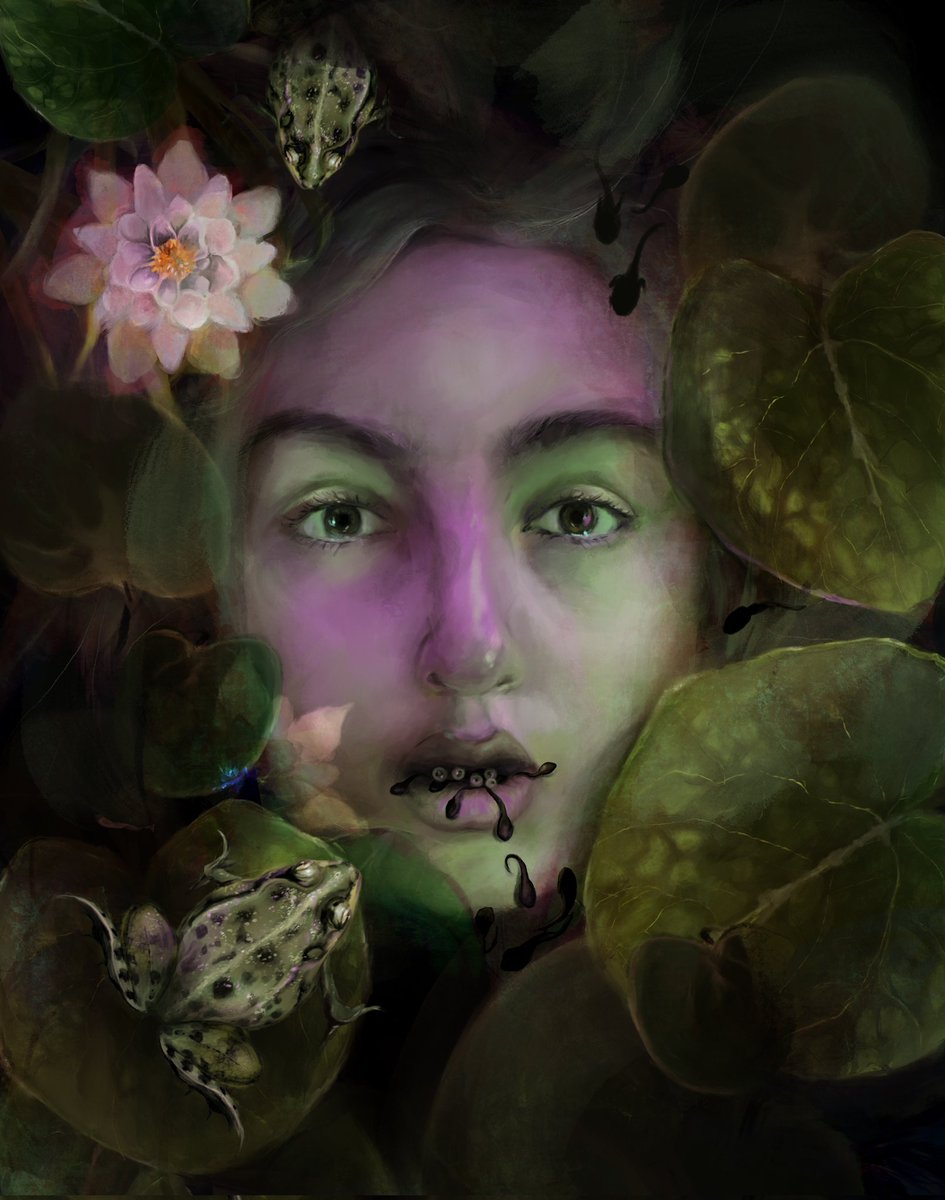 Today's highlight from #floraobscura 

When I Birth Myself
By <a href="/lostmywaystudio/">lostmywaystudio.tez/eth</a> 

This hauntingly beautiful piece feels like a dream. Lush with metamorphosis and symbolism. Digitally painted, yet feeling so real. 

7/10 editions 
9 $xtz 
🖇️👇