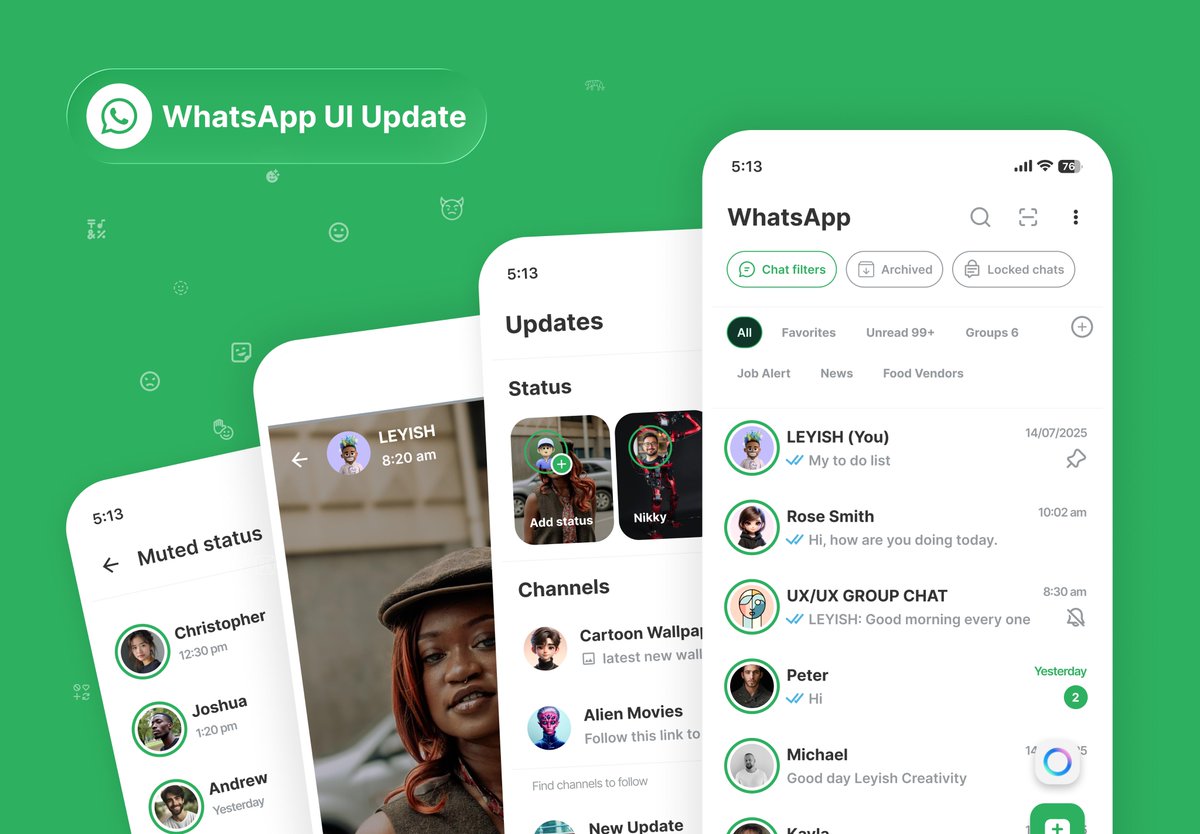 Leyish_'s tweet photo. Hey 👋
Check out my new WhatsApp design focused fixes, not a full redesign.

Check my profile to see the full design

🎯 Try prototype: https://t.co/6K3eAQJew2

#UIUX #WhatsApp https://t.co/HNffONdJQp