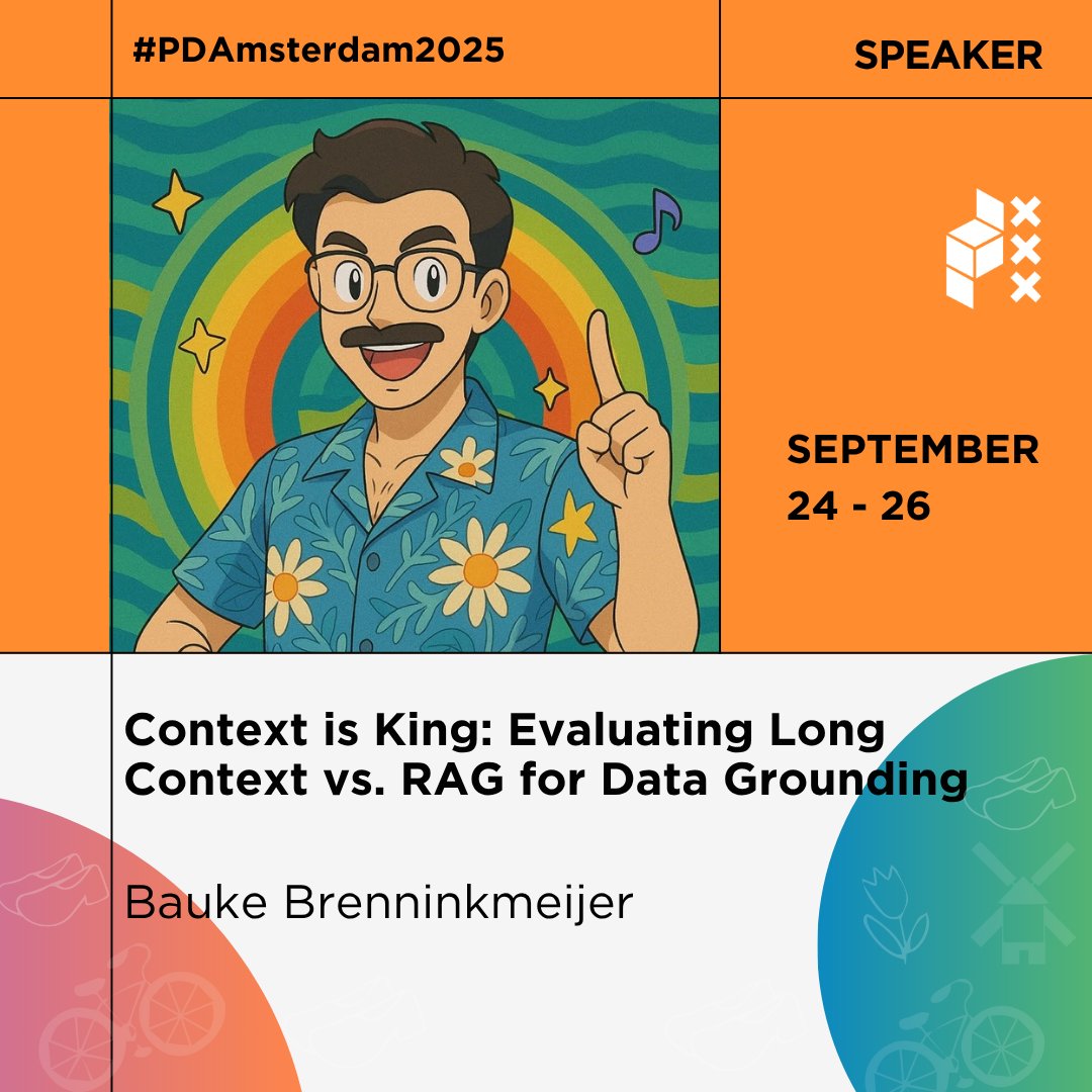 pydataamsterdam's tweet image. Is long context better than RAG? In “Context is King,” Bauke Brenninkmeijer compares grounding strategies for GenAI, with real-world insights, code, and trade-offs. 

Explore the full program: amsterdam.pydata.org/program