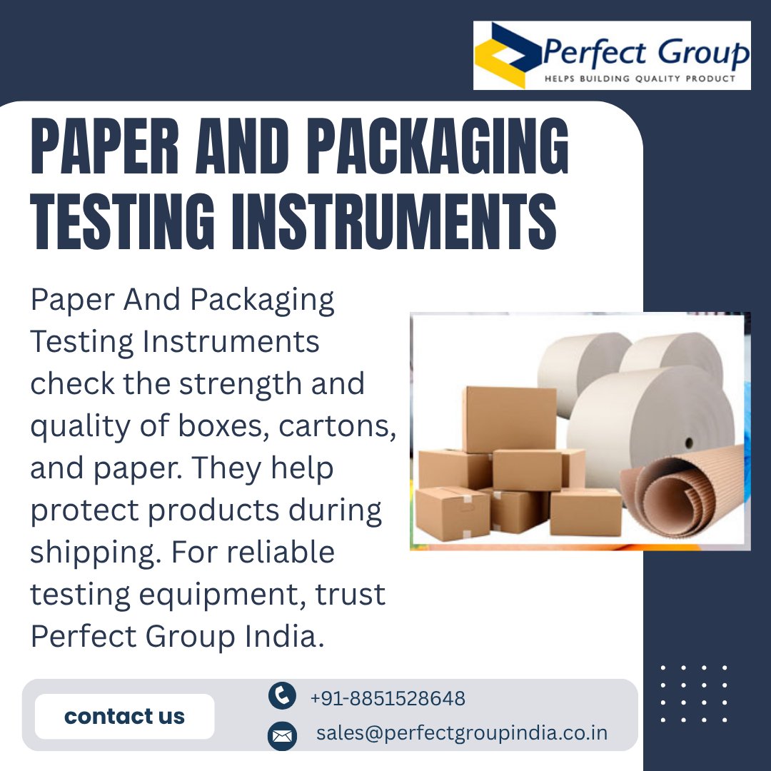 itnucleus218649's tweet image. Paper And Packaging Testing Instruments

To keep products safe during transport,  Paper And Packaging Testing Instruments check the strength of boxes, cartons, and other packaging materials.

Visit Us:perfectgroupindia.co.in/paper-and-pack…

#PackagingTest #PaperStrength #PerfectGroupIndia