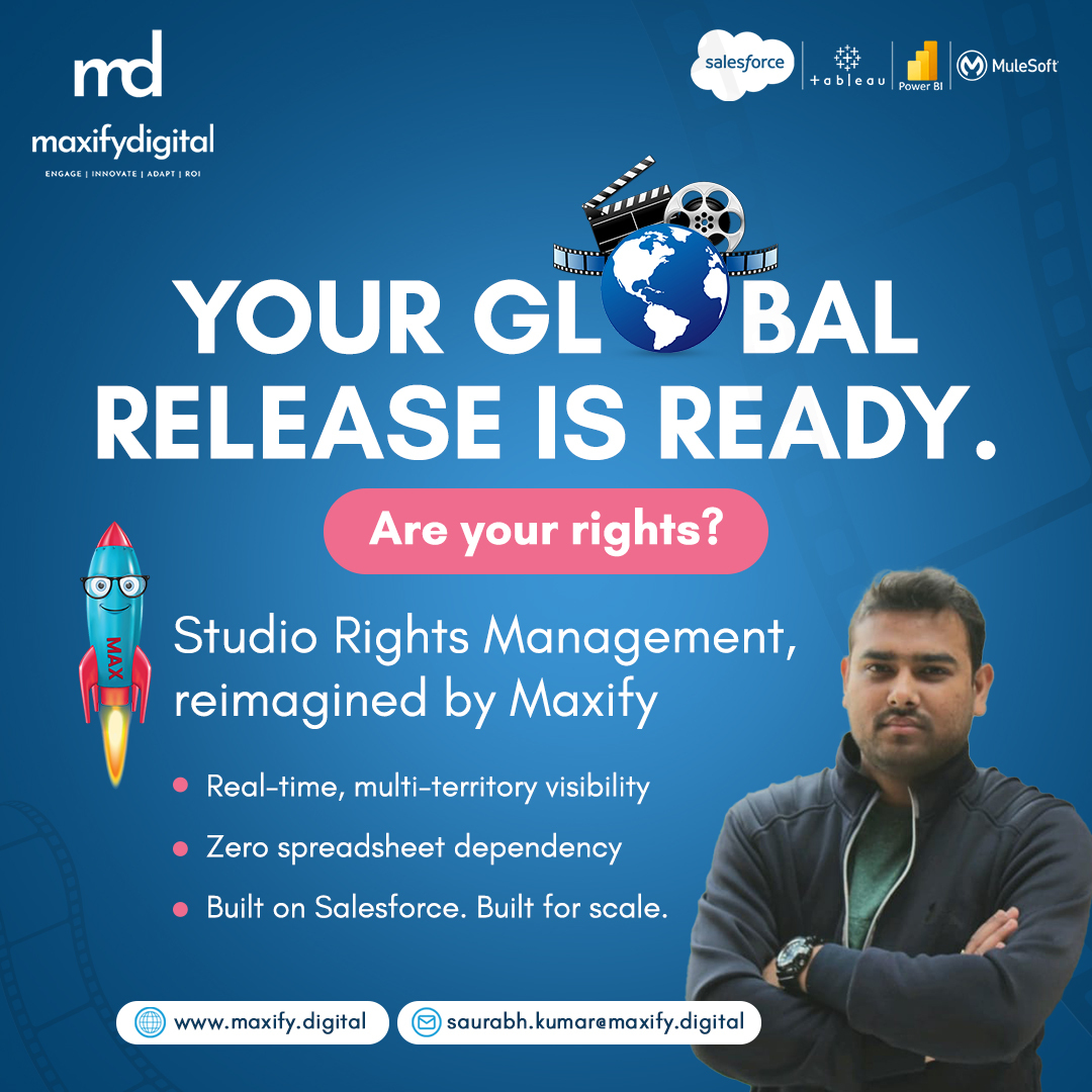 Your global release is ready. But are your rights?

Studios still lose millions to delayed launches and botched licensing — all thanks to outdated rights tracking.

Maxify helps you unlock real-time visibility and control, built for scale on #Salesforce.

#media #entertainment