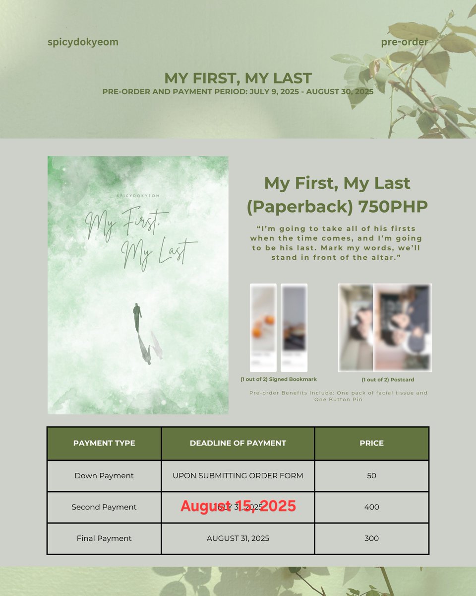spcypages's tweet photo. ✨️ Friends, Lovers or Nothing and My First, My Last ✨️

✨️ Kindly take note that we're extending the second payment for Friends, Lovers or Nothing and My First, My Last until August 15, 2025. ✨️

Order yours now if you haven't already!

1. FLON+MFML BUNDLE: https://t.co/UbPbLHqH7P
2. FLON: https://t.co/ebvpIsrtOx
3. MFML: https://t.co/aK6ktRQJmb