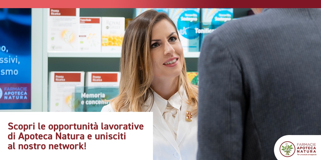 Porta la tua carriera in Apoteca Natura. Unisciti a noi e cresci in una realtà innovativa, sostenibile e dedicata al benessere di tutta la comunità. Il nostro network è sempre alla ricerca di professionisti laureati in Farmacia, scopri le posizioni aperte! 🌟