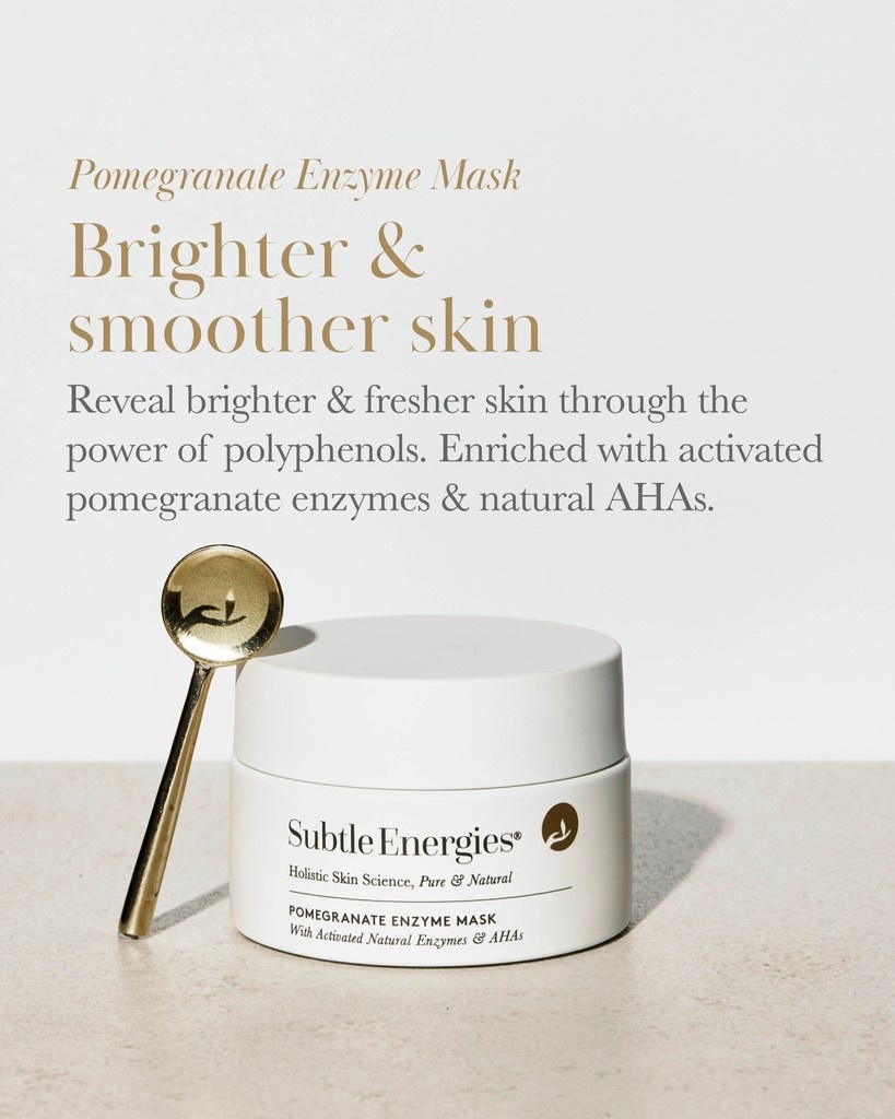 Subtle_Energies's tweet photo. Experience the advanced exfoliating power of the Pomegranate Enzyme Mask. Designed to reveal brighter, fresher skin through the transformative effects of polyphenols. Enriched with activated pomegranate enzymes and natural AHAs. https://t.co/SSEGDmdCTO https://t.co/RYMhyuDAEv