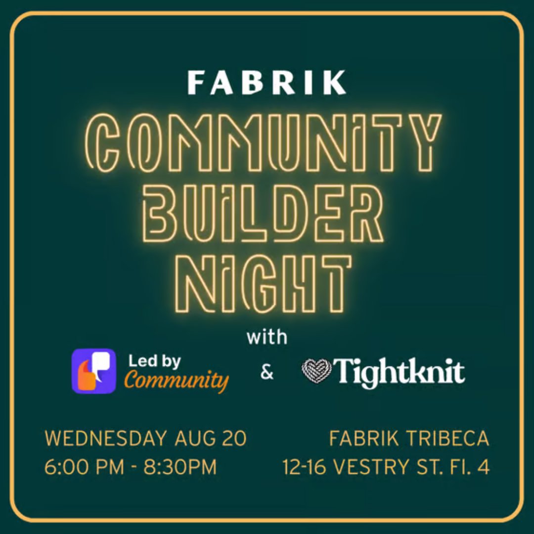 One year, countless connections later…

We’re celebrating a full year of building, bonding, and community magic at Fabrik NYC—and you’re invited! ✨

Join us for Community Builder Night, a special gathering of our New York Chapter filled with connection, reflection, and summer