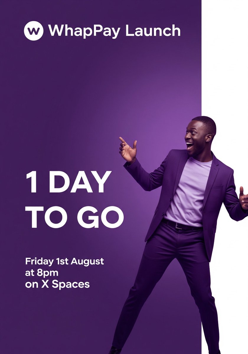 WhapPay (@whappayke) on Twitter photo Feel that buzz? That's the sound of 1 DAY TO GO until WhapPay changes everything! 🚀 
Join the revolution tomorrow: Friday, Aug 1st, 8 PM EAT on X Spaces!
#FintechRevolution #WhapPayLaunch Feel that buzz? That's the sound of 1 DAY TO GO until WhapPay changes everything! 🚀 
Join the revolution tomorrow: Friday, Aug 1st, 8 PM EAT on X Spaces!
#FintechRevolution #WhapPayLaunch