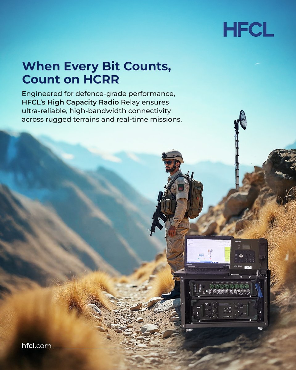When communication is critical, reliability isn’t optional.

HFCL’s High Capacity Radio Relay (HCRR) is engineered to deliver secure, high-bandwidth wireless connectivity across rugged terrains and real-time defence operations.

Trusted by mission teams for its rapid