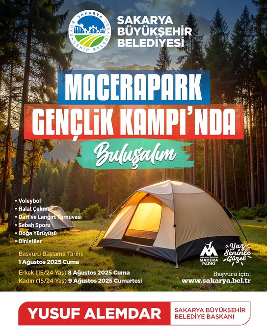 Sakarya’da Gençlik Kampı Heyecanı Başlıyor