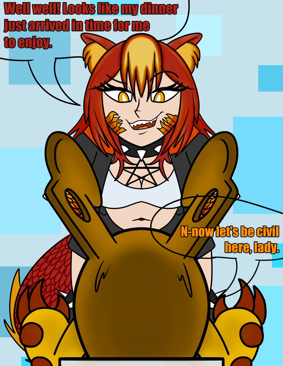 C/W: Implied V0re

Late night fanart involving <a href="/EmberTalksVT/">EmberTalks 🔥 Godzilla Lewdtuber</a> about to have some stuffed crust pizza Allen for lunch.