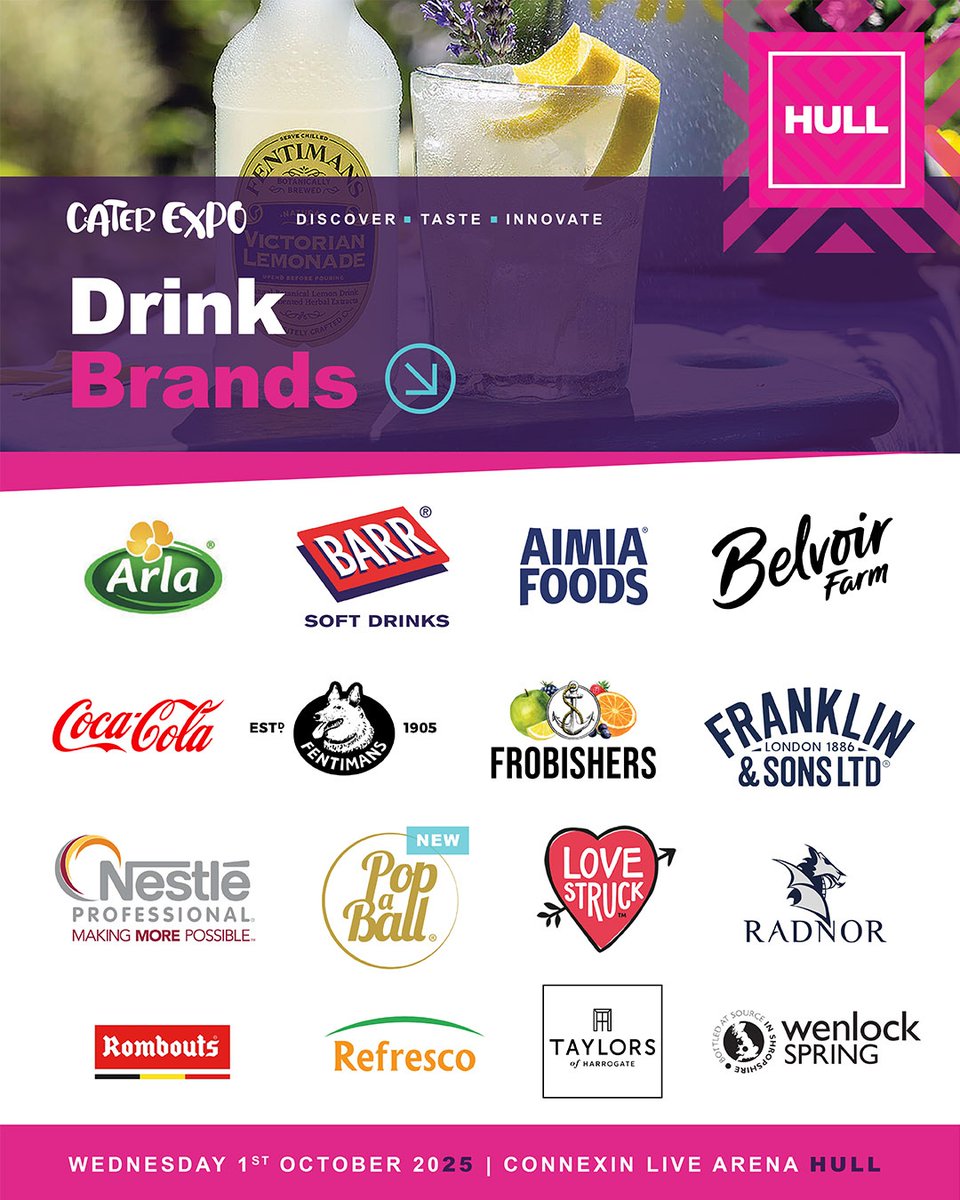 Thirsty for something new? Check out who’s bringing the best in drinks at the #CaterExpo Hull 🧋🍹

Register your free place: bit.ly/4jX8Pqi