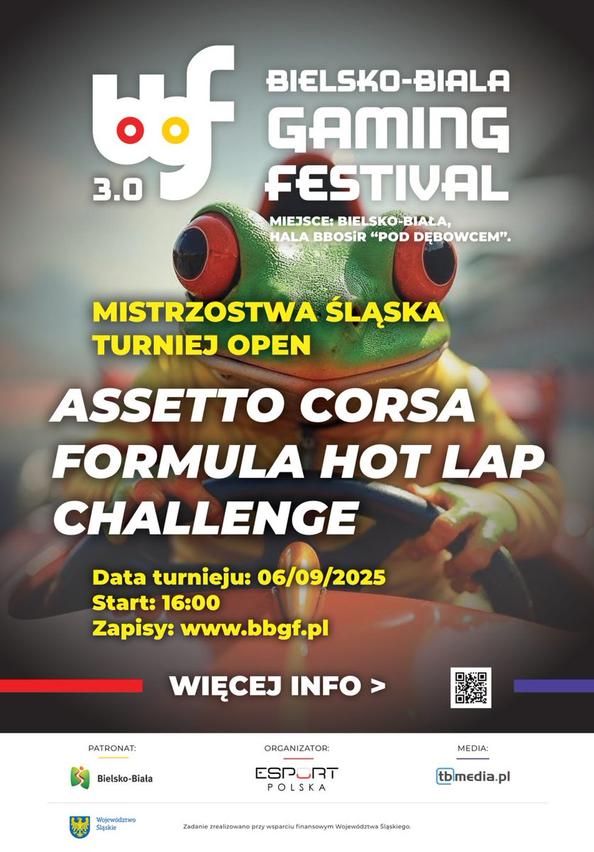 bbgf_official's tweet photo. Wyzwanie na torze! 🏎️💨 Assetto Corsa Formula Hot Lap Challenge na BBGF 3.0! Mistrzostwa Śląska OPEN! 🗓️ 6.09.2025, 16:00, Hala Pod Dębowcem. Zapisy do 3.09 na https://t.co/3i4PMG0gdc! Kto najszybszy? #AssettoCorsa #BBGF #SimRacing #Esport #BielskoBiala #tk81 @esportpl https://t.co/xnjSGYKHs9