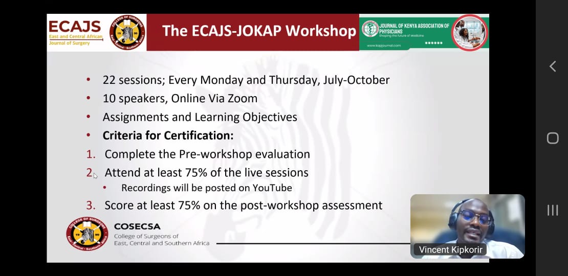 Journal of the Kenya Association of Physicians (@jokap_ke) on Twitter photo Dr. Vincent Kipkorir walked us through <a href="/ECAJS/">East and Central African Journal of Surgery</a>, and what the ECAJS-JOKAP Workshop was all about, how it is structured covering all topics from research conceptualisation to publication and post publication visibility. Dr. Vincent Kipkorir walked us through <a href="/ECAJS/">East and Central African Journal of Surgery</a>, and what the ECAJS-JOKAP Workshop was all about, how it is structured covering all topics from research conceptualisation to publication and post publication visibility.