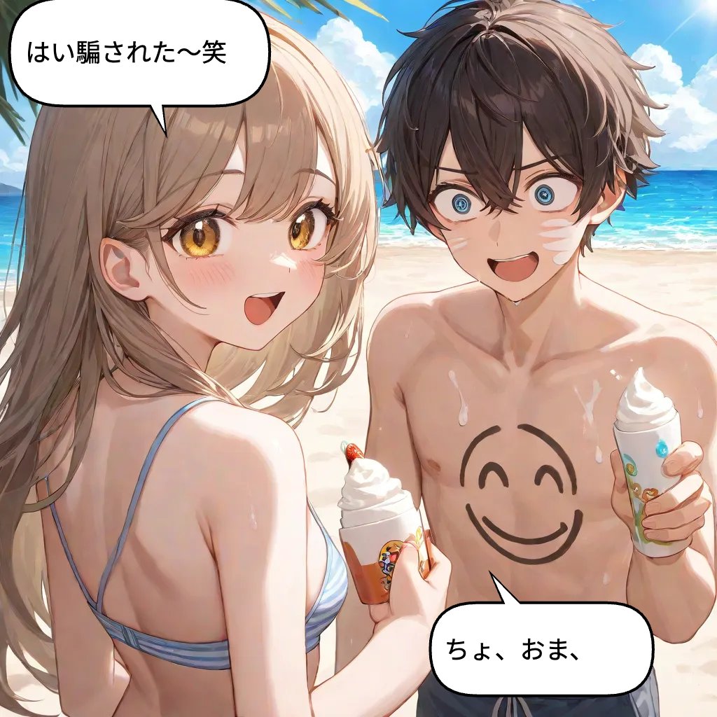gazaiai's tweet photo. 暑いねー夏だねー海行きたいねー
#今日のAI漫画 #gazai https://t.co/UJOlKeO9M2