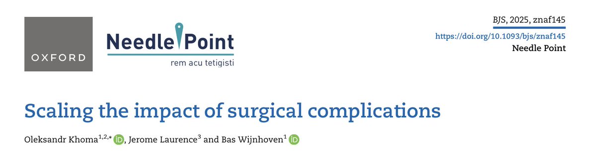 Scaling the impact of surgical complications
➡️ doi.org/10.1093/bjs/zn…

Surgery can help, but it can also cause harm
These harms, called complications, affect each person in a different way
Today’s medical tools don’t measure the impact of complications well
This article