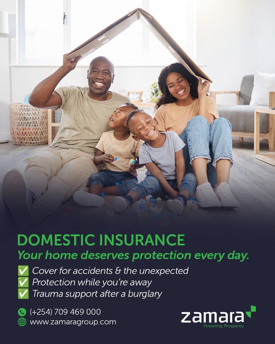 You don’t wait for trouble to value your home, you protect it because it means something.
Secure what matters.

Call 0709 469 000 or email info@zamara.co.ke to get started 
#Domestic Insurance #FinancialLiteracy #BetterwithZamara