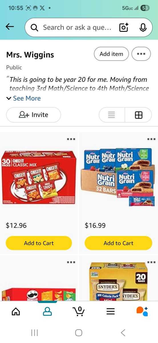 81Wiggy101's tweet image. 💃🏾 🎊SNACKS! SNACKS!  SNACKS! SNACKS! SNACKS! SNACKS! ANYBODY? 🎊💃🏾

Trying my best to get snacks for the upcoming school year. 

🏖 Florida
🏫 20 yrs Title I School 
📚 4th 2Math/2Science 
#ClearTheList
#HelpATeacher #TeachersOfX 
amazon.com/hz/wishlist/ls…
