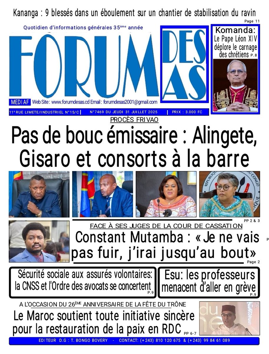 La Une du journal <a href="/ForumdesAS1/">Forum des AS</a> du jeudi 31 juillet 2025