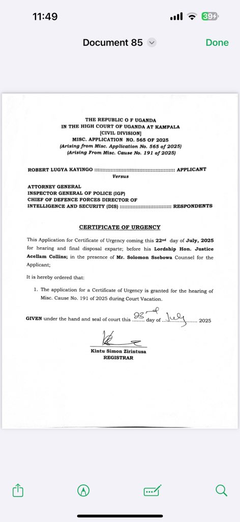 Agather Atuhaire (@aagather) on Twitter photo It’s unbelievable that the <a href="/JudiciaryUG/">Judiciary Uganda</a> doesn’t take this as a serious, urgent matter. The family made a habeas corpus application over a week ago, they were first told the Courts are on vacation.. even the certificate of urgency hasn’t helped because the ruling on the It’s unbelievable that the <a href="/JudiciaryUG/">Judiciary Uganda</a> doesn’t take this as a serious, urgent matter. The family made a habeas corpus application over a week ago, they were first told the Courts are on vacation.. even the certificate of urgency hasn’t helped because the ruling on the