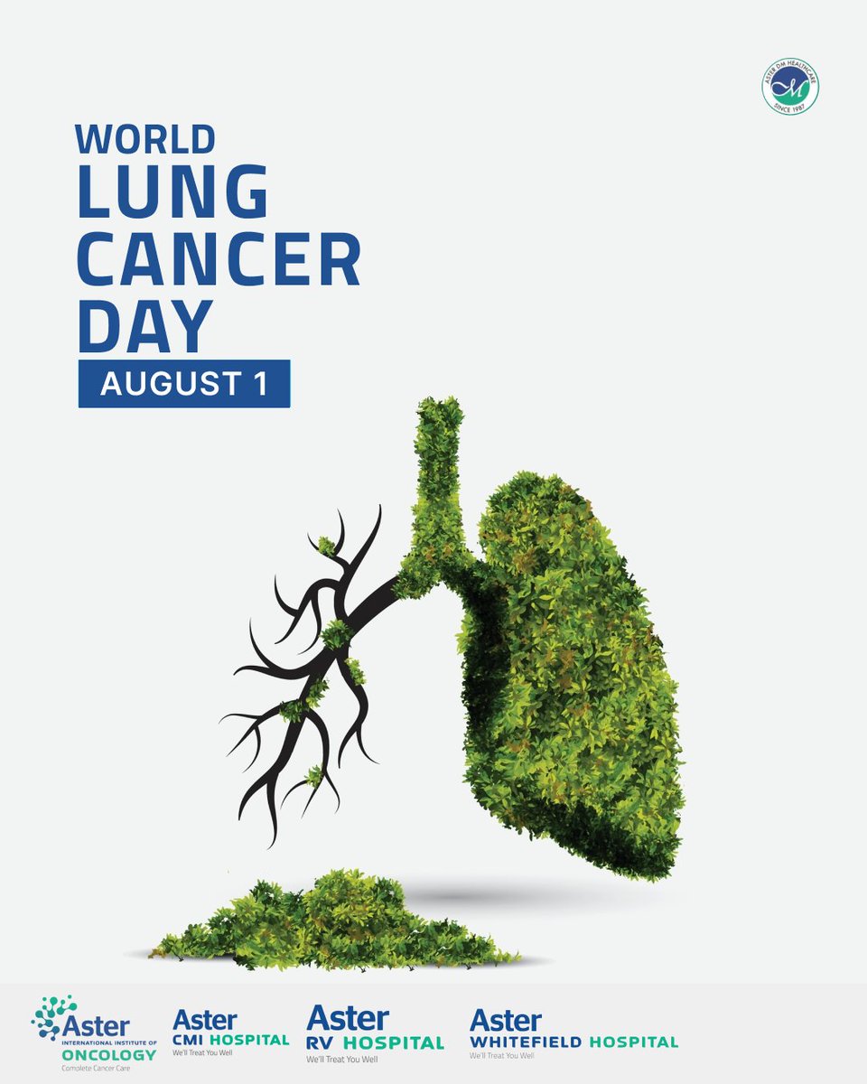 🫁 World Lung Cancer Day
Your lungs work nonstop — don’t let lung cancer steal your breath.

🩺 Early detection saves lives.
📍 Visit Aster CMI, Aster RV, or Aster Whitefield today!

#WorldLungCancerDay #BreatheEasy #AsterHospitals #LungHealthMatters #CancerAwareness