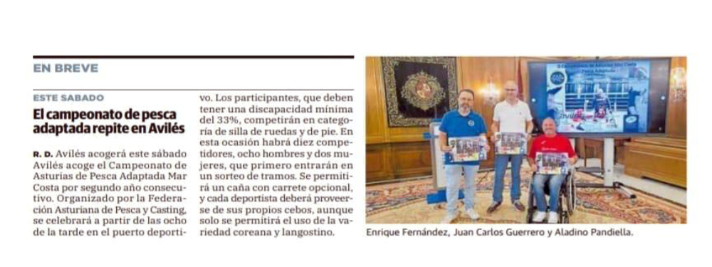 II Campeonato de Asturias Mar Costa de #PescaAdaptada
Sábado 2 de agosto - Ría de #Avilés / 21h.

<a href="/cosanuesa/">Cosa Nuesa</a> 
#FASPYC
<a href="/AytoAviles/">AytoAvilés</a> 
#PuertoAviles
#cdcosanuesa
#dxtasturiano
#deporteasturiano
#deporteadaptado
#PescaAdaptada

asturiasmundial.com/noticia/141259…