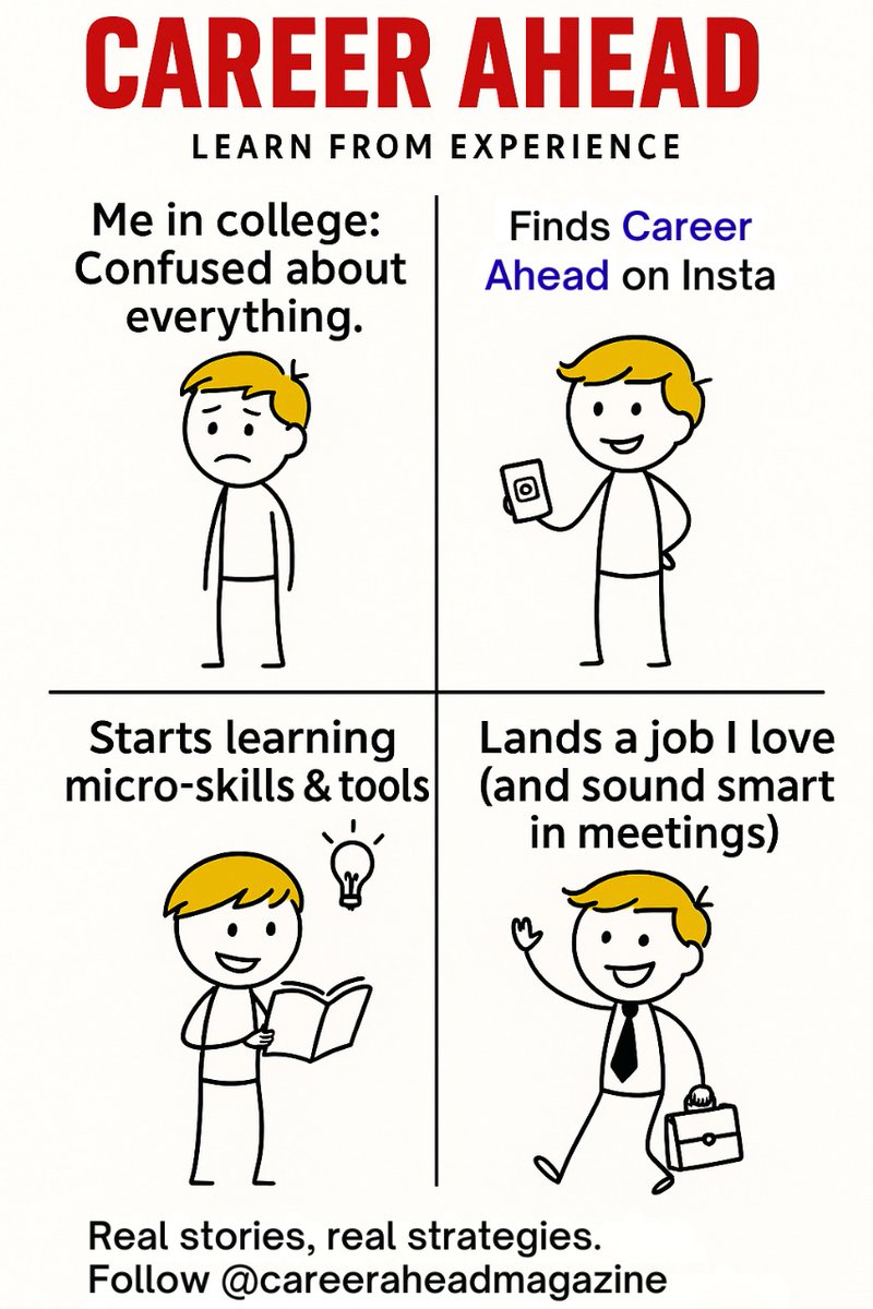 ahead_career's tweet image. 🎓 Confused? You’re not alone.
💡 Learn real-world micro-skills, tools, and career hacks that actually work.
📈 From clueless to confident — Career Ahead helps you level up.
🚀 Real stories. Real strategies.
Follow us 👉 @careeraheadmagazine
#CareerAhead #LearnFromExperience