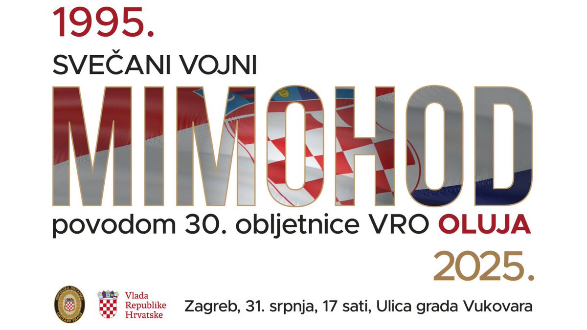 Danas će se u srcu Zagreba održati svečani vojni mimohod povodom 30 godina VRO Oluja – ključnog trenutka u obrani hrvatske neovisnosti, slobode i teritorijalne cjelovitosti koji je kamen temeljac međunarodne afirmacije naše Domovine.

Ponosni smo što je uz naše branitelje i