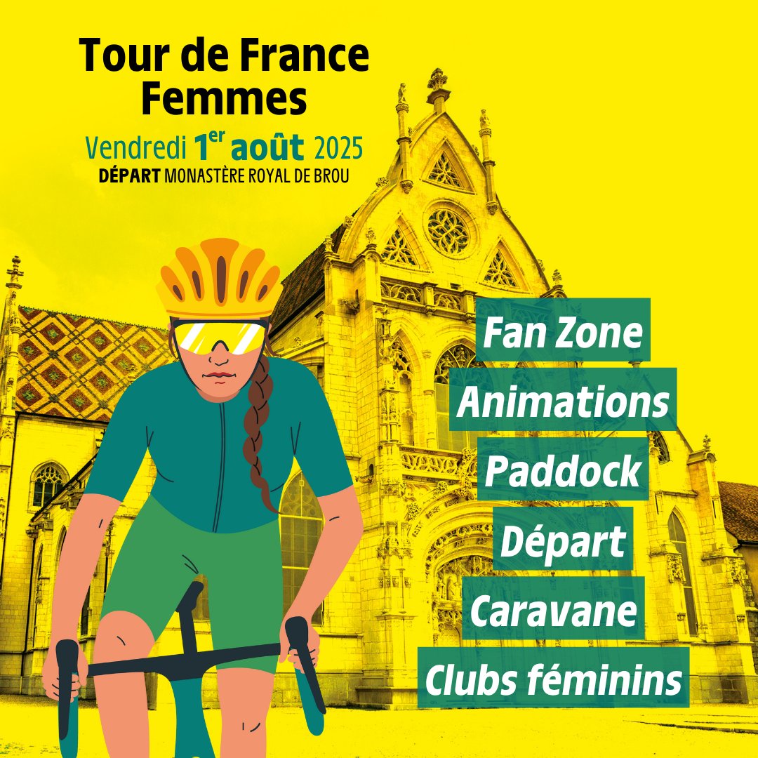 🤩Demain, Bourg‑en‑Bresse sera ville‑départ de la 7ᵉ étape <a href="/LeTourFemmes/">Le Tour de France Femmes avec Zwift</a> (160 km jusqu’à Chambéry), avec un départ spectaculaire devant le <a href="/monasteredeBrou/">Monastère royal de Brou</a>.
Ambiance, animations et rencontres dans la Fan Zone, départ... retrouvez toutes les informations🔗bit.ly/TDFFemmesBourg