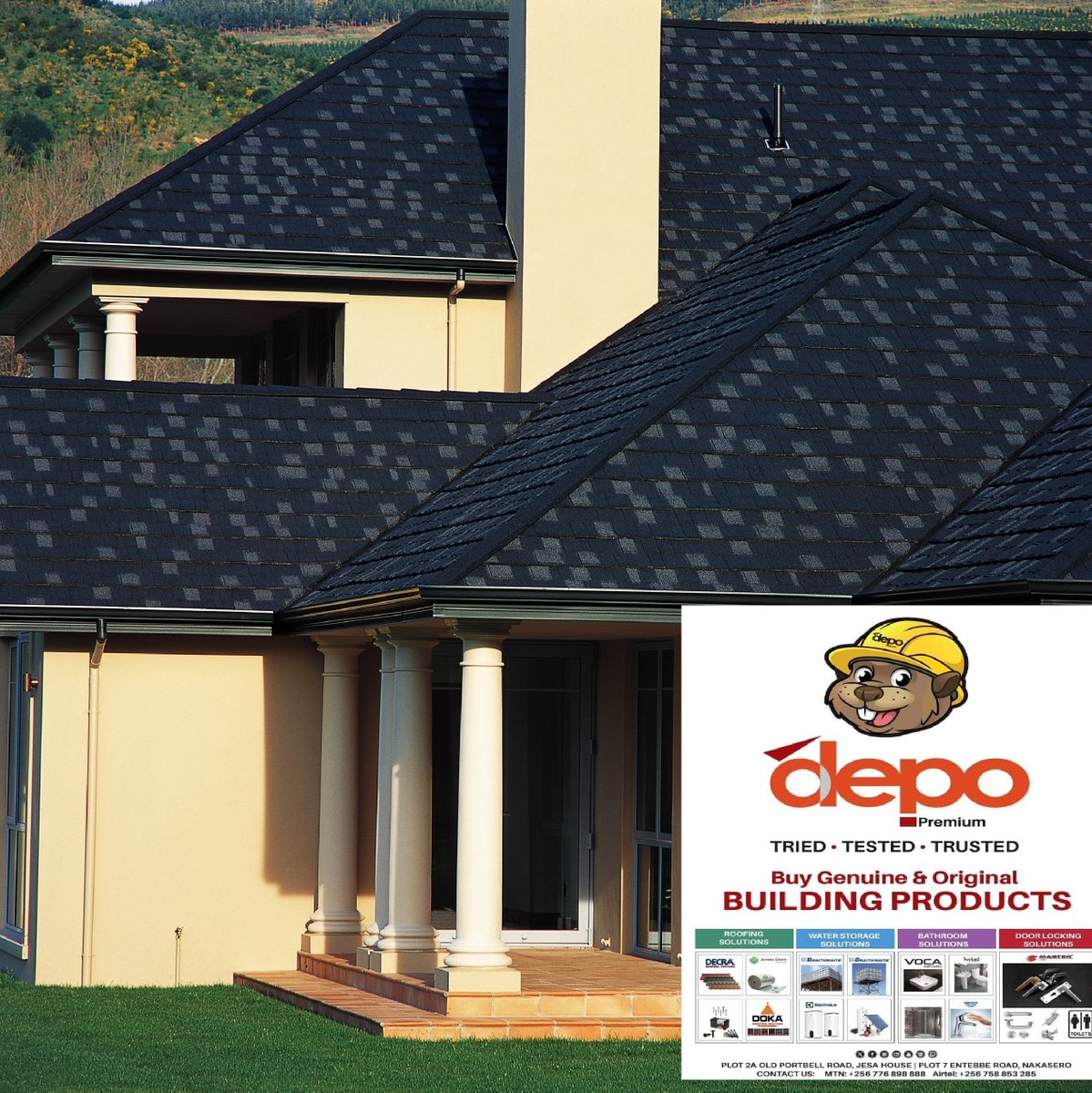 depo_uganda's tweet photo. The Shingle Eclipse profile strikes a clean, modern balance between bold looks and reliable strength. Its distinct, angular pattern gives any roof a sharp architectural edge—great for homes or buildings where you want the roof to stand out without shouting. https://t.co/4yVNauBOor