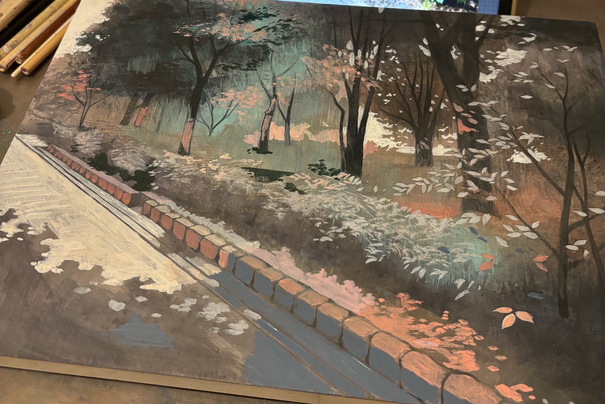 美術学校の校長だったA.J .Adonyの力のある油絵です 美術学校の校長だったA.J .Adonyの力のある油絵です