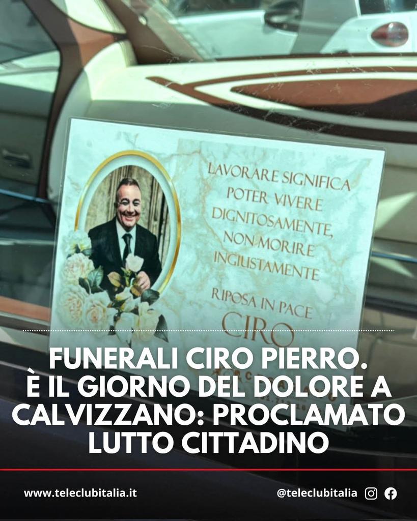 Oggi la comunità di #Calvizzano saluta Ciro Pierro, l'operaio di 62 anni, deceduto venerdì scorso in un grave incidente sul lavoro a Napoli, nel quartiere Rione Alto.